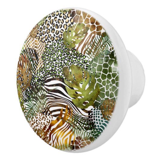 Kleurrijk abstract oerwoud keramische knop (Rechts)