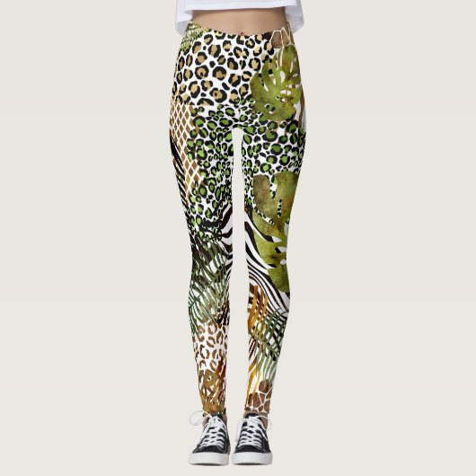 Kleurrijk abstract oerwoud leggings (Voorkant)
