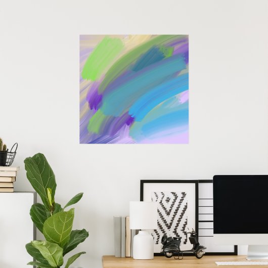 Kleurrijk abstract olieverfschilderij poster (Thuiskantoor)