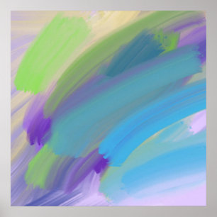 Kleurrijk abstract olieverfschilderij poster