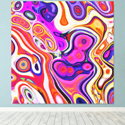 Kleurrijk abstract ontwerp in focus canvas afdruk (Insitu (Houten vloer))