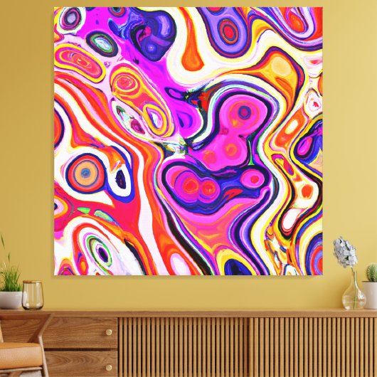 Kleurrijk abstract ontwerp in focus canvas afdruk (Insitu (Woonkamer))