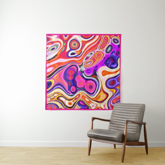 Kleurrijk abstract ontwerp in focus wandkleed (In Situ (horizontaal))