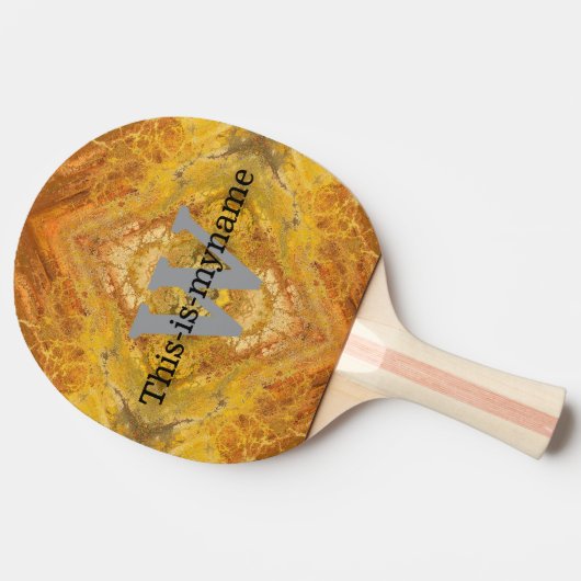 Kleurrijk Abstract ontwerp met naam en monogram Tafeltennisbatje (Zijkant)