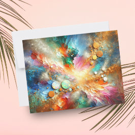 Kleurrijk Abstract Opal Kunstwerk met Alcoholinkt Notitiekaartje
