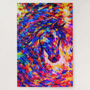 Kleurrijk Abstract Paardportret Impasto Legpuzzel