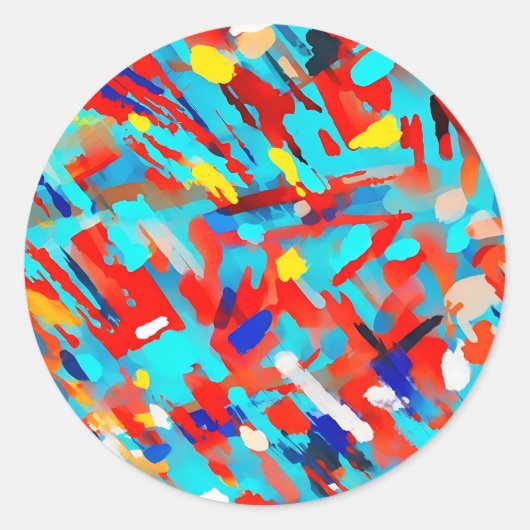 Kleurrijk Abstract Paletmes Ronde Sticker (Voorkant)