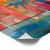 Kleurrijk Abstract palmboom Poster (Hoek)