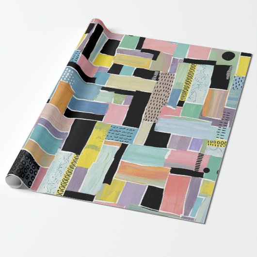 Kleurrijk Abstract Patchwork Patroon (2) Cadeaupapier (Uitgerold)