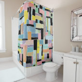 Kleurrijk Abstract Patchwork Patroon (2) Douchegordijn (In situ)