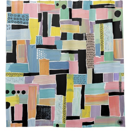 Kleurrijk Abstract Patchwork Patroon (2) Douchegordijn (Voorkant)
