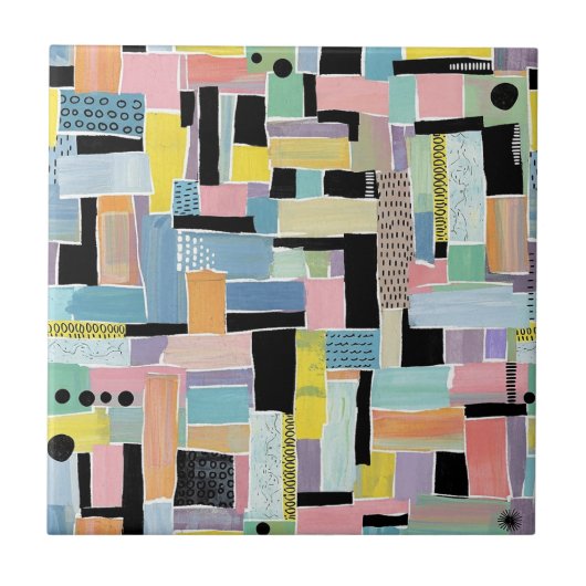 Kleurrijk Abstract Patchwork Patroon (2) Tegeltje (Voorkant)