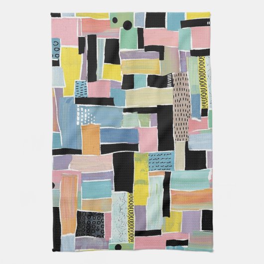 Kleurrijk Abstract Patchwork Patroon (2) Theedoek (Verticaal)