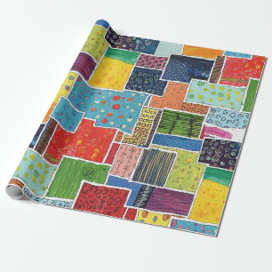 Kleurrijk Abstract Patchwork Patroon Cadeaupapier