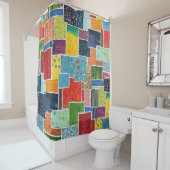 Kleurrijk Abstract Patchwork Patroon Douchegordijn (In situ)