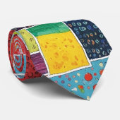 Kleurrijk Abstract Patchwork Patroon Stropdas (Opgerold)