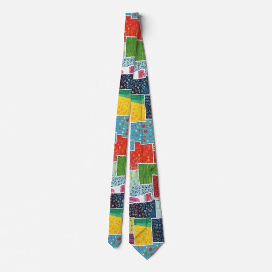 Kleurrijk Abstract Patchwork Patroon Stropdas (Achterkant)