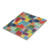 Kleurrijk Abstract Patchwork Patroon Tegeltje (Zijkant)