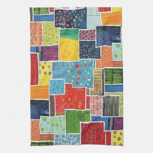 Kleurrijk Abstract Patchwork Patroon Theedoek (Verticaal)