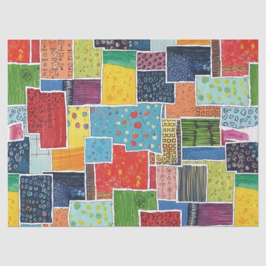 Kleurrijk Abstract Patchwork Patroon Tissuepapier (Voorkant)