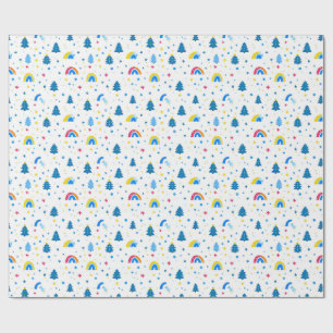 Kleurrijk Abstract patroon met bomen en regenbogen Cadeaupapier