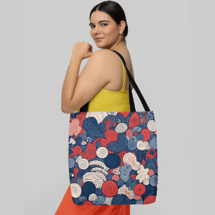 Kleurrijk abstract patroon met wervelende vormen tote bag