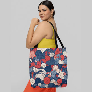Kleurrijk abstract patroon met wervelende vormen tote bag
