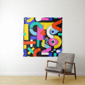 Kleurrijk abstract patroon met woordliefde binneni wandkleed (In Situ (horizontaal))