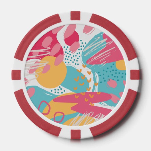 Kleurrijk Abstract Poker Chips (Voorkant)