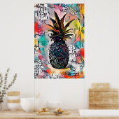 Kleurrijk Abstract Poster van ananas (Keuken)