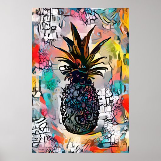 Kleurrijk Abstract Poster van ananas (Voorkant)