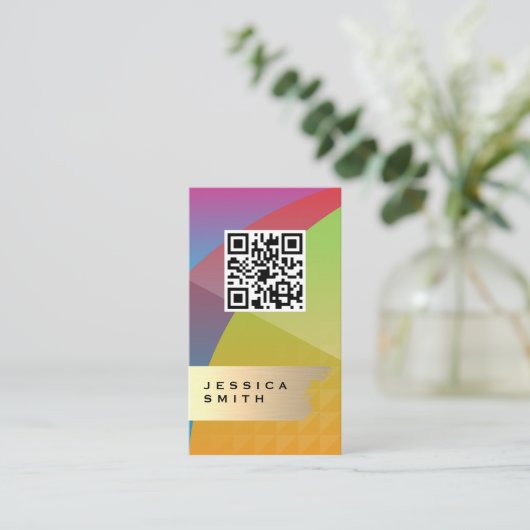 Kleurrijk Abstract | QR-scan Visitekaartje (Staand voorkant)