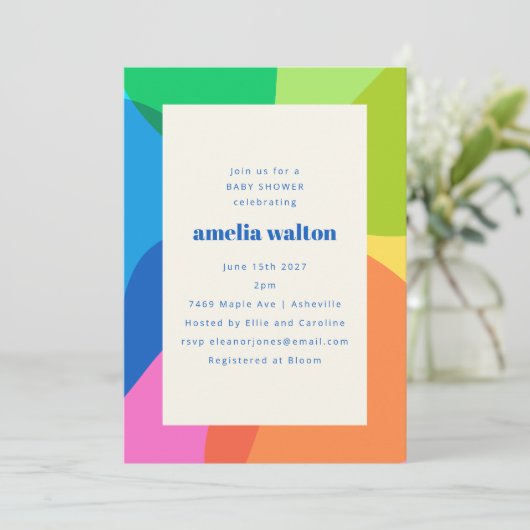 Kleurrijk Abstract Regenboog Modern Baby shower Kaart (Staand voorkant)