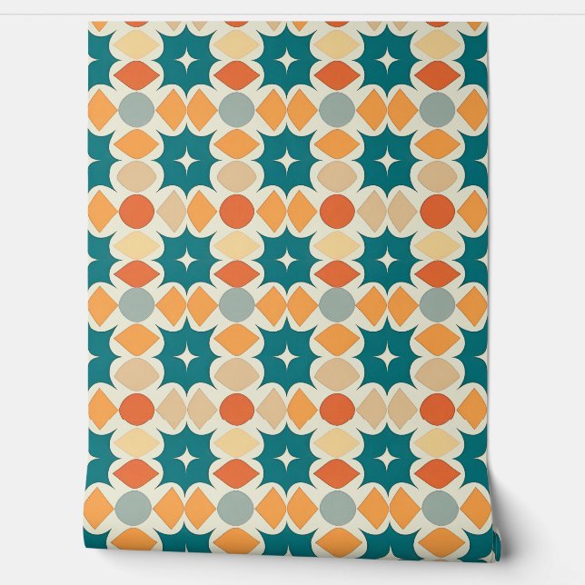 Kleurrijk Abstract Retro Geometrisch Patroon Behang (Afrollen)