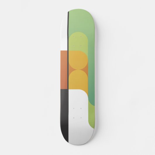kleurrijk abstract retro lineair geometrisch groen persoonlijk skateboard (Voorkant)