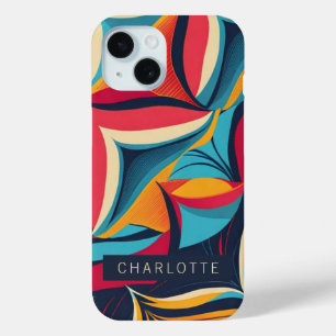 Kleurrijk Abstract Retro Patroon Gepersonaliseerd iPhone 15 Case