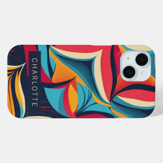 Kleurrijk Abstract Retro Patroon Gepersonaliseerd Case-Mate iPhone Case (Achterkant (horizontaal))