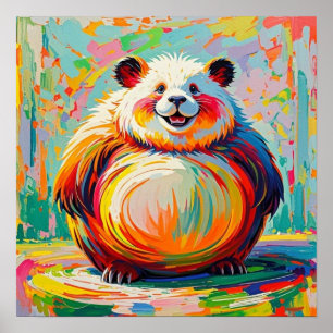 Kleurrijk abstract reuzenbeer pandabeeldontwerp poster