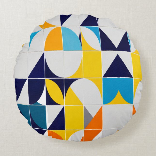 Kleurrijk Abstract Rond Kussen (Voorkant)