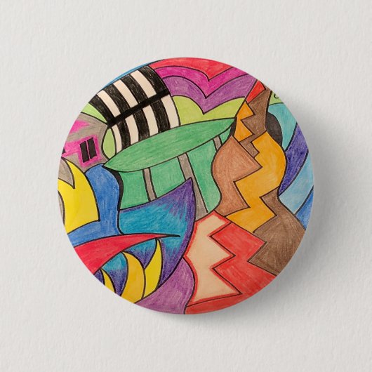 Kleurrijk Abstract Ronde Button 5,7 Cm (Voorkant)