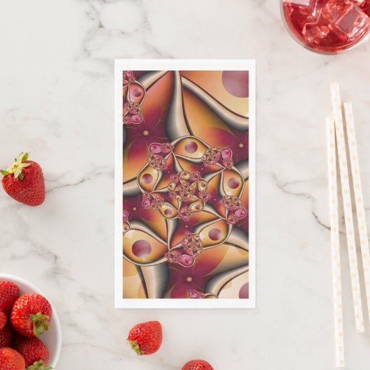 Kleurrijk Abstract rood Oranje Fantasy Fractal Art Servet (Insitu)