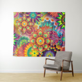 Kleurrijk Abstract rood Oranje Paars groen tapijt Wandkleed (In Situ (horizontaal))