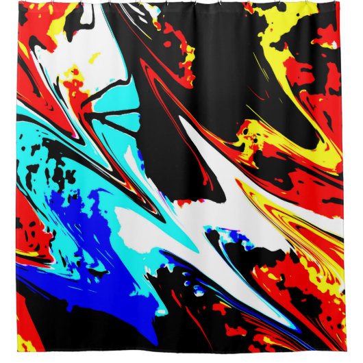 Kleurrijk Abstract Rood Zwart Geel Douchegordijn (Voorkant)