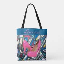 Kleurrijk Abstract roze ontwerp op hoog niveau Tote Bag