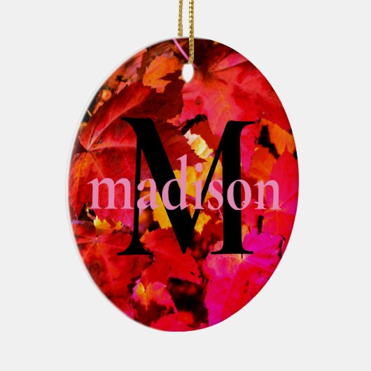 Kleurrijk abstract roze oranje herfst leder keramisch ornament (Rechts)