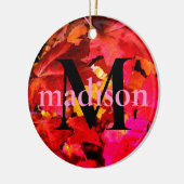 Kleurrijk abstract roze oranje herfst leder keramisch ornament (Links)