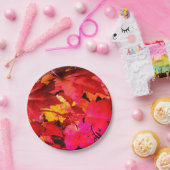 Kleurrijk abstract roze oranje herfst leder papieren bordje (Feest)