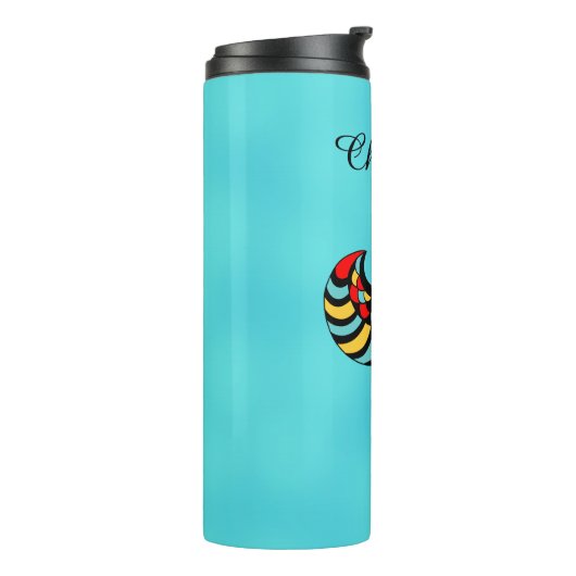 Kleurrijk Abstract Scarab Beetle Insect Aqua Blue Thermosbeker (Gedraaid links)