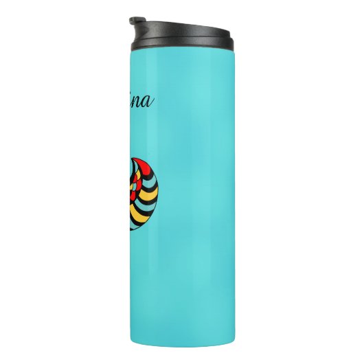 Kleurrijk Abstract Scarab Beetle Insect Aqua Blue Thermosbeker (Geroteerd rechts)