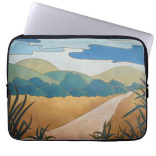 kleurrijk abstract schilderachtig landschap laptop sleeve